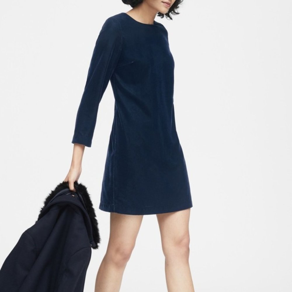 Blue Velvet Shift Dress